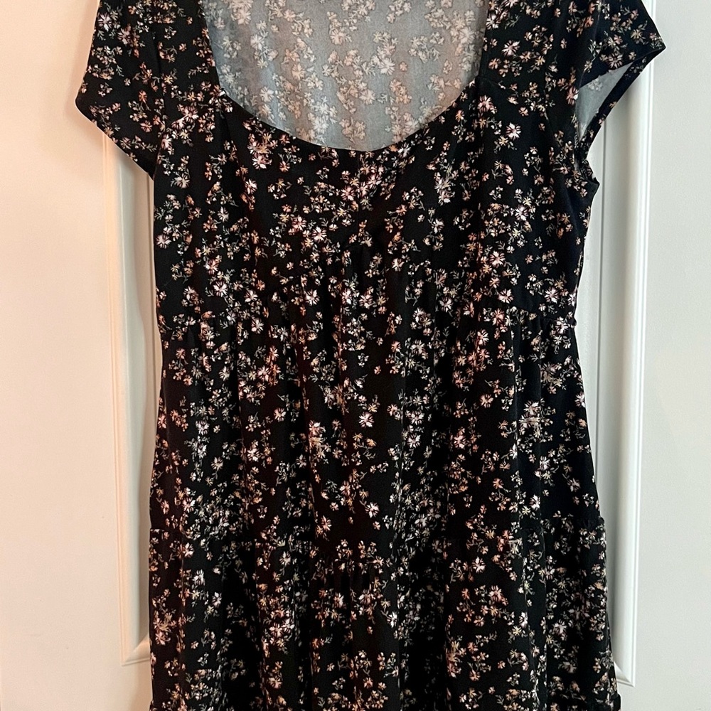 Derek Heart Black Top with Pink and White Floral Print